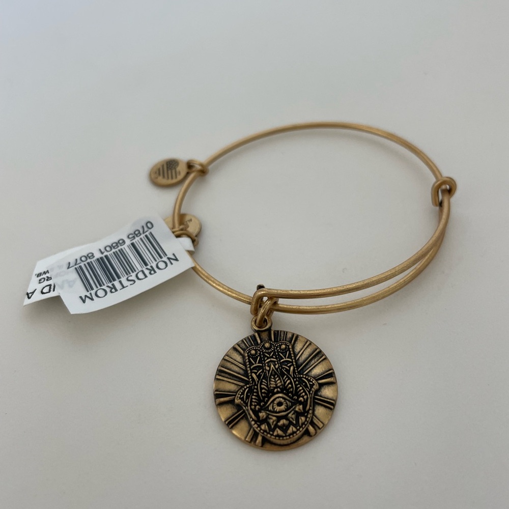 Alex and Ani Gold Hand of Fatima Charm Bracelet.